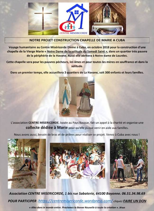 Collecte construction chapelle Marie au centre misericorde divine havane